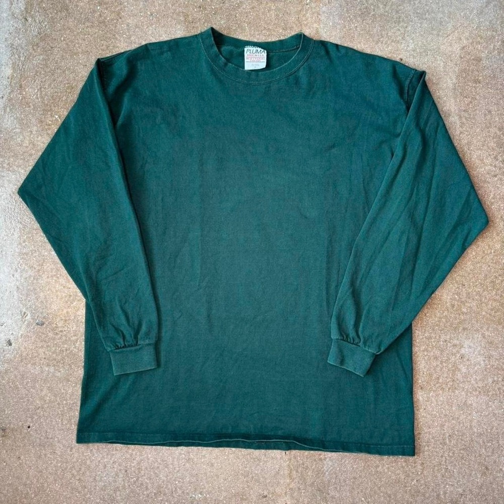 Vintage Pluma Long Sleeve T Shirt Mens XL Green Heavyweight Cotton Made in USA